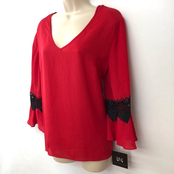 NWT I.N. San Franscisco Red Back Lace Top - Picture 4 of 16